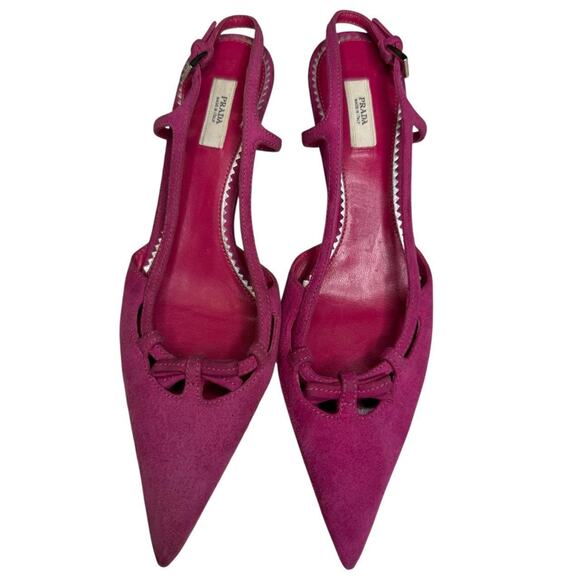 Prada pink suede slingback kitten - Picture 3 of 8